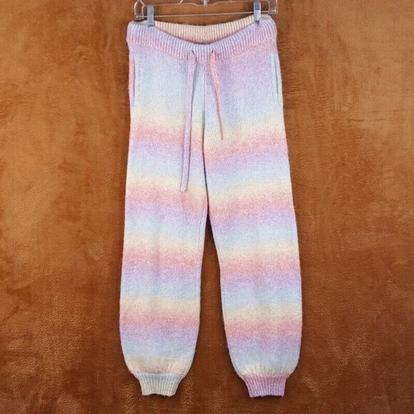 GENERATION LOVE Womens Sweatpants XS Rainbow Stripe Pull On Pastel SANDRA Jogger - Picture 1 of 7